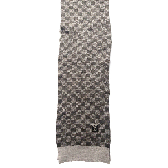 LOUIS VUITTON Petit Damier Graphite Scarf Black Gray Pre-Owned - Picture 5 of 12